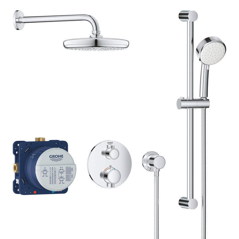 GROHE 34745000 GROHTHERM®  ROUND THERMOSTATIC SHOWER KIT, 27 L/MIN (7.1 GPM)