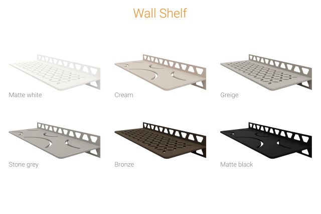 Schluter Rectangular Wall Shelf-W Curve Brushed Stainless Steel SWS1D6EB
