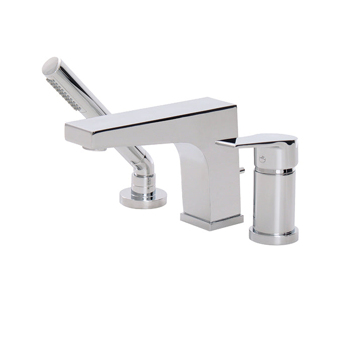 AQUABRASS 17013 3-piece deckmount tub filler with handshower