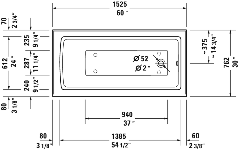 DURAVIT Architec Alcove Bathtub White 700355000000090