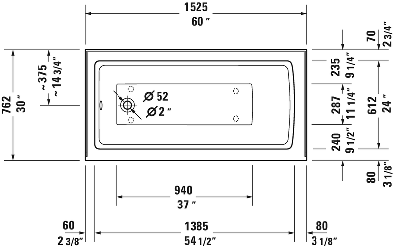 DURAVIT Architec Alcove Bathtub White 700356000000090