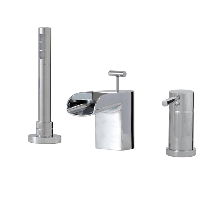 AQUABRASS 32013 3-piece deckmount tub filler with handshower