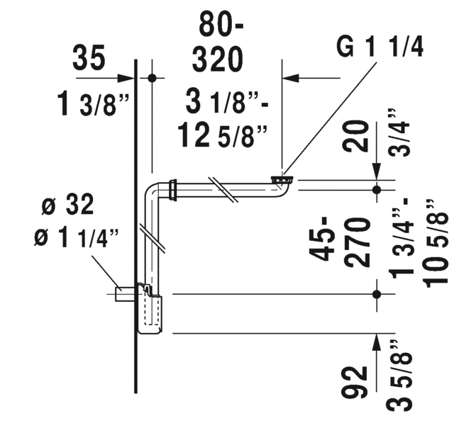 DURAVIT Accessories Space-saving siphon 0050760000