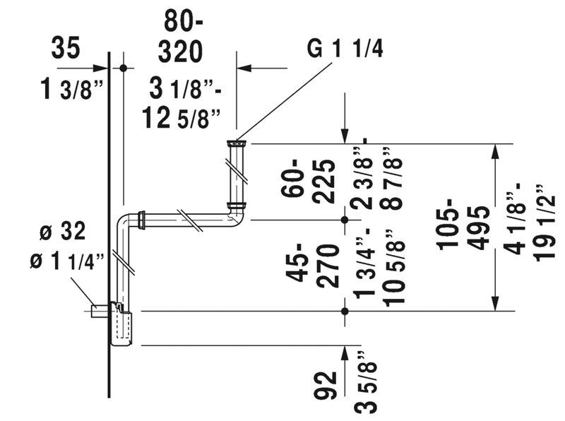 DURAVIT Accessories Space-saving siphon 0050760000