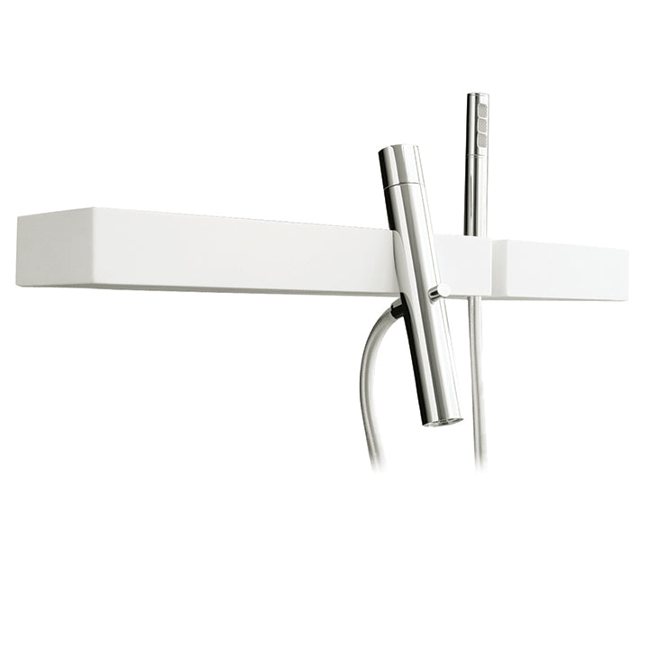 AQUABRASS 51904 BLOK WALLMOUNT TUB FILLER WITH HANDSHOWER AND SHELF