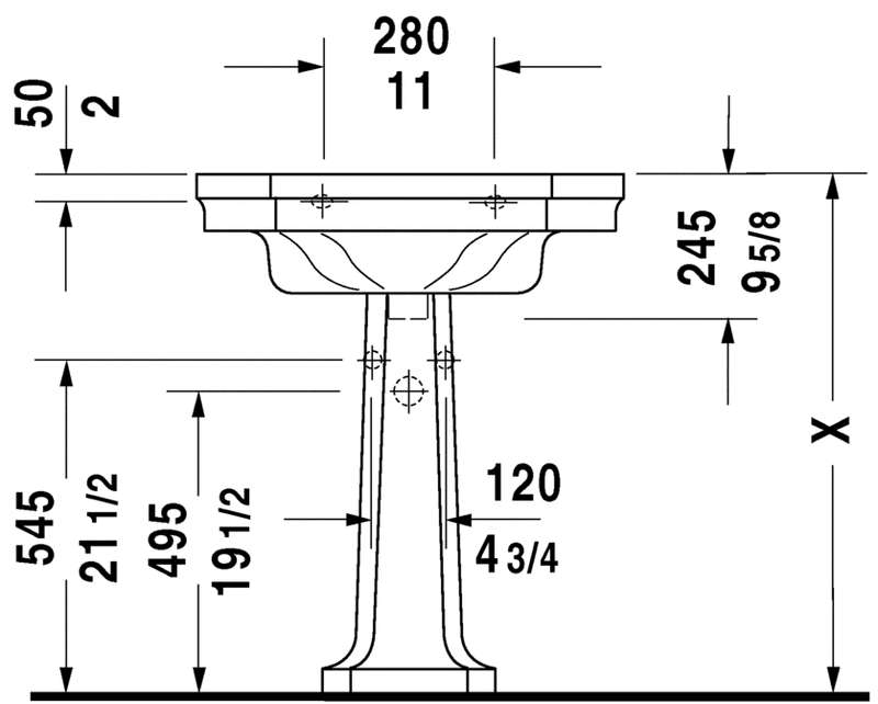 DURAVIT 1930 Series Wall-Mount Sink White 0438700030