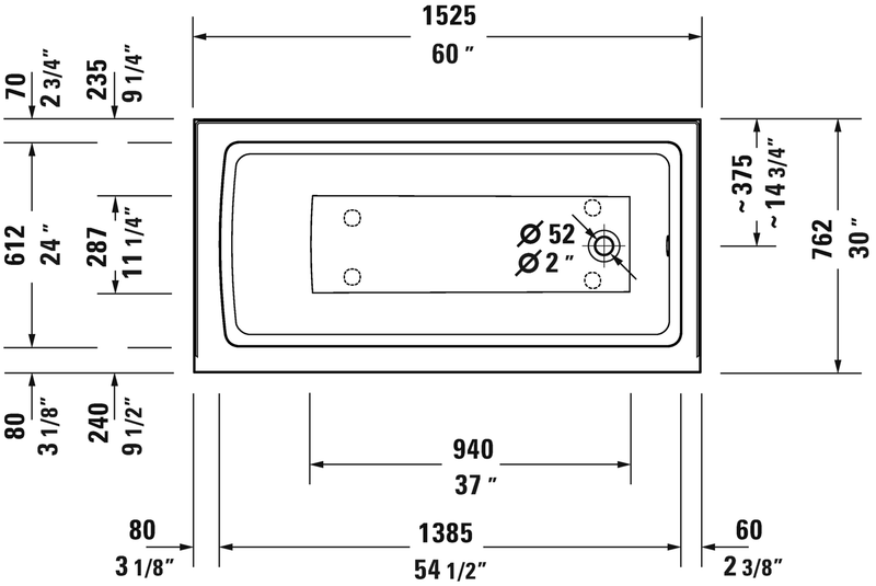 DURAVIT Architec Alcove Bathtub White 700442000000090