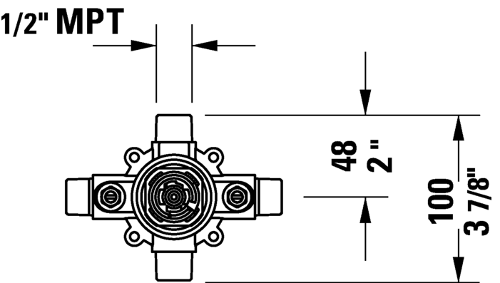 DURAVIT 3 Port Rough-In Valve Body GK0900008U00