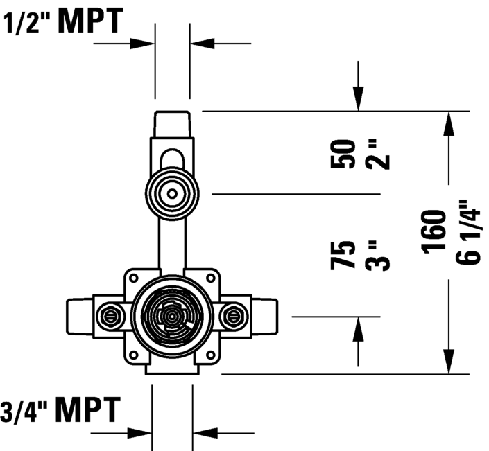 DURAVIT 4 Port Rough-In Valve Body GK0900009U00