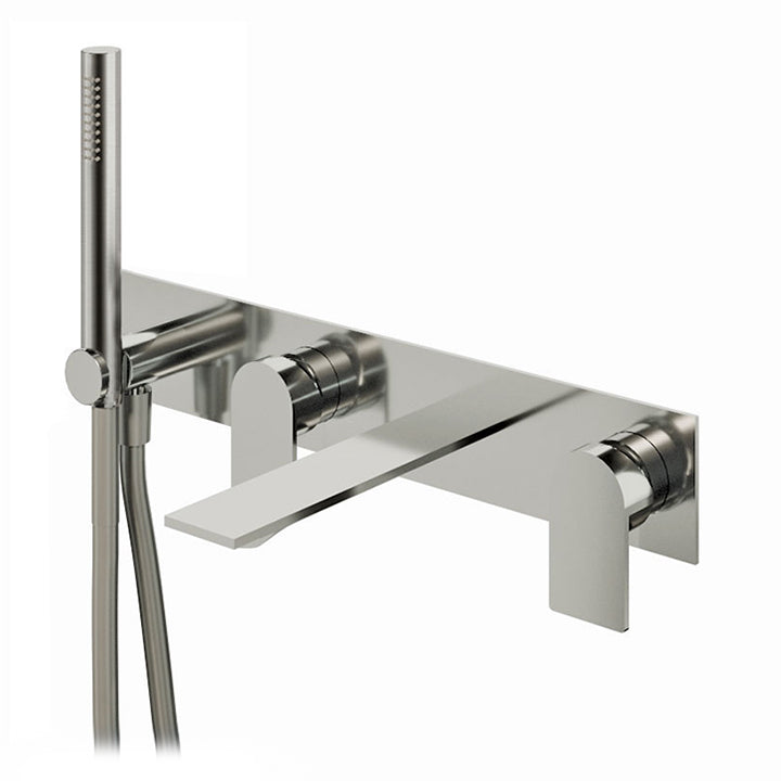 AQUABRASS 92N04 ALPHA WALLMOUNT TUB FILLER WITH HANDSHOWER - TRIM ONLY