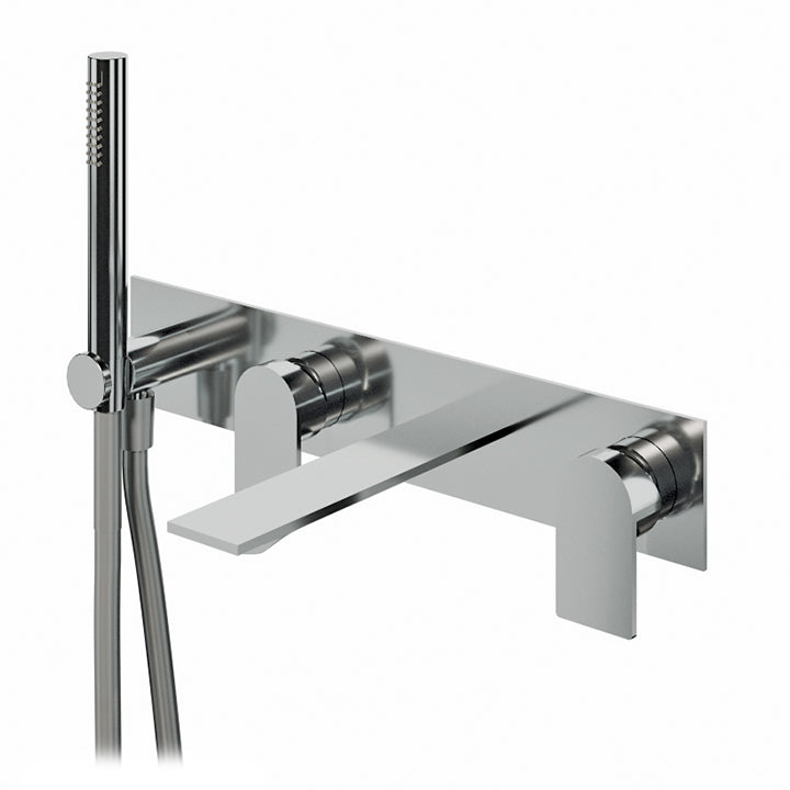 AQUABRASS 92N04 ALPHA WALLMOUNT TUB FILLER WITH HANDSHOWER - TRIM ONLY