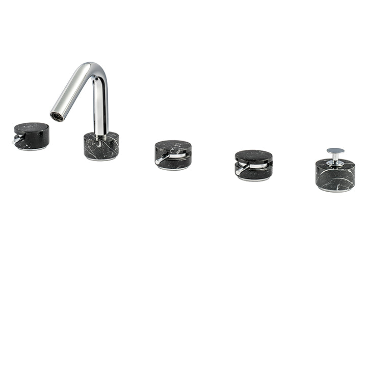 AQUABRASS CLO6NM MARMO 5PC DECKMOUNT TUB FILLER WITH HANDSHOWER - BLACK