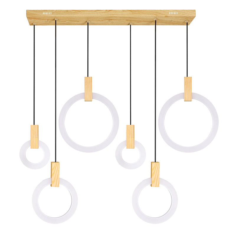 CWI Lighting 1214P52-6-236-RC ANELLO LED ISLAND/POOL TABLE CHANDELIER WITH WHITE OAK FINISH