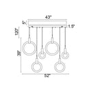 CWI Lighting 1214P52-6-236-RC ANELLO LED ISLAND/POOL TABLE CHANDELIER WITH WHITE OAK FINISH