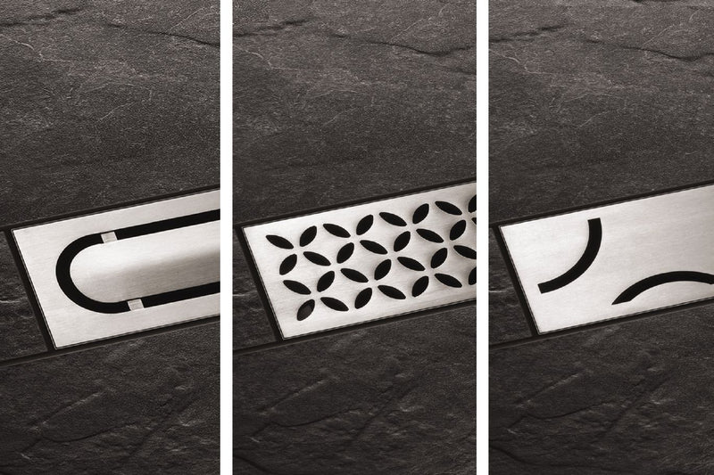 SCHLUTER KERDI-LINE KL1IFE23 29/32" FRAME BRUSHED STAINLESS STEEL - FLORAL GRATE KIT