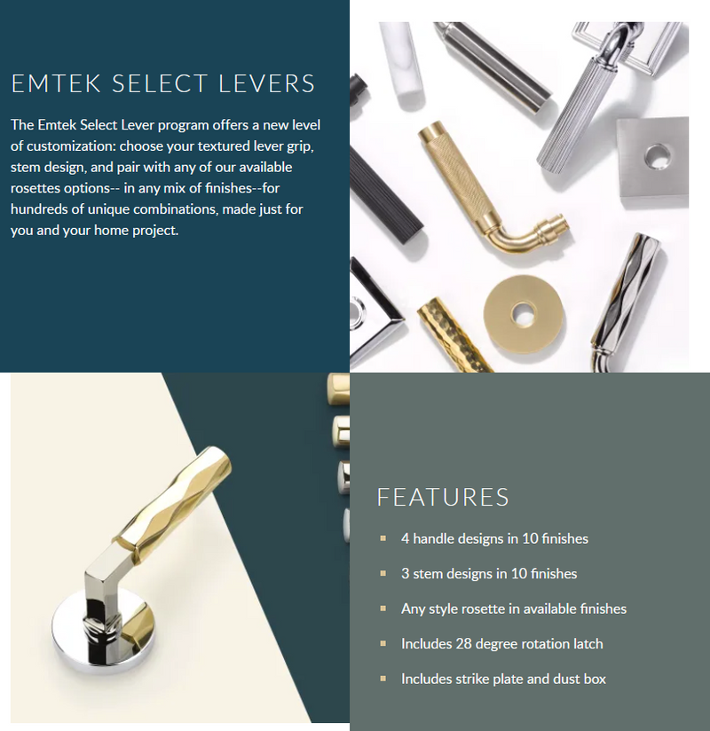 EMTEK Select L-Square Hammered Lever