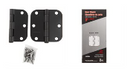 2PC DOOR HINGE 3IN X 3IN ROUND CORNER 5 / 8IN BLACK STEEL