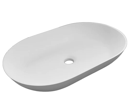 GT550  Solid surface oval vessel sink - Matte White