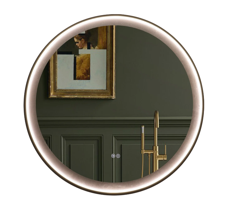 ROUNDY Singtered Stone Bathroom LED Vanity Mirror (Black Blackground) - LEDBMF624BSS
