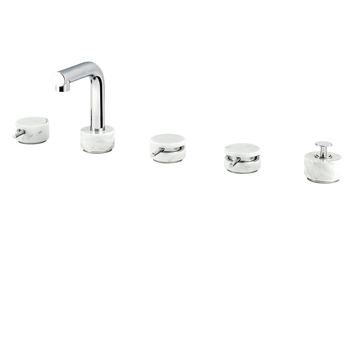 AQUABRASS UR06BC MARMO-URBAN  5PC DECKMOUNT TUB FILLER WITH HANDSHOWER-WHITE