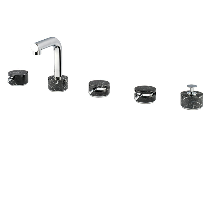 AQUABRASS UR06NM MARMO-URBAN  5PC DECKMOUNT TUB FILLER WITH HANDSHOWER-BLACK