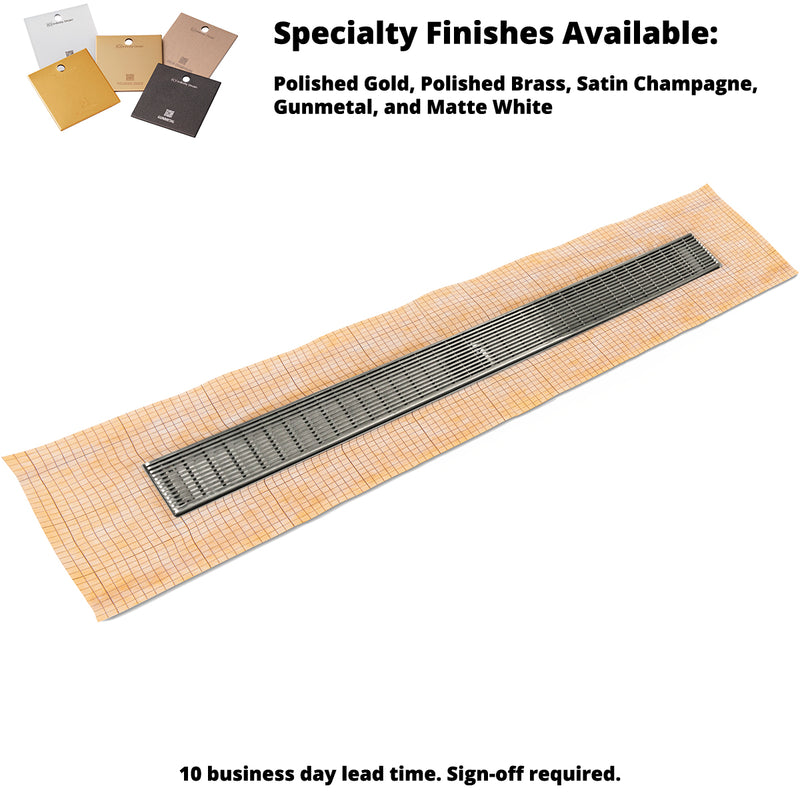 FCSAS 65 Fixed Flange with Schluter®-KERDI: Pre-pitched channel with set length with center outlet location.