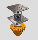 Infinity Drain 4in x 4in KD 4 Complete Kit with Link Pattern Decorative Plate, 2in Outlet