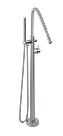 AQUABRASS X75N95 XROUND FLOORMOUNT TUB FILLER WITH HANDSHOWER - TRIM ONLY