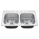 Colony 31-3/8 x 20-1/2 Inch Stainless Steel 3-Hole Drop-In Double Bowl Kitchen Sink