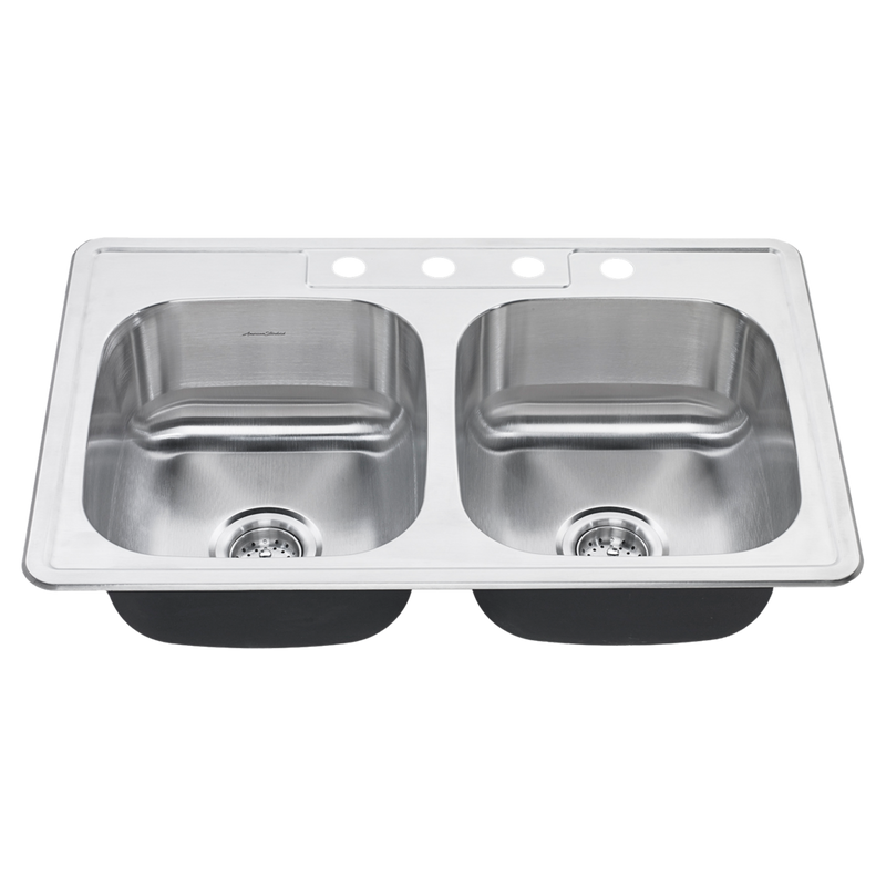 Colony 31-3/8 x 20-1/2 Inch Stainless Steel 3-Hole Drop-In Double Bowl Kitchen Sink