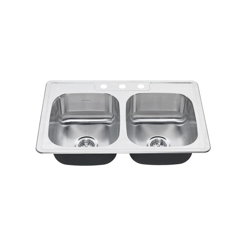 Colony® 33 x 22-Inch Stainless Steel 3-Hole Top Mount Double-Bowl ADA Kitchen Sink