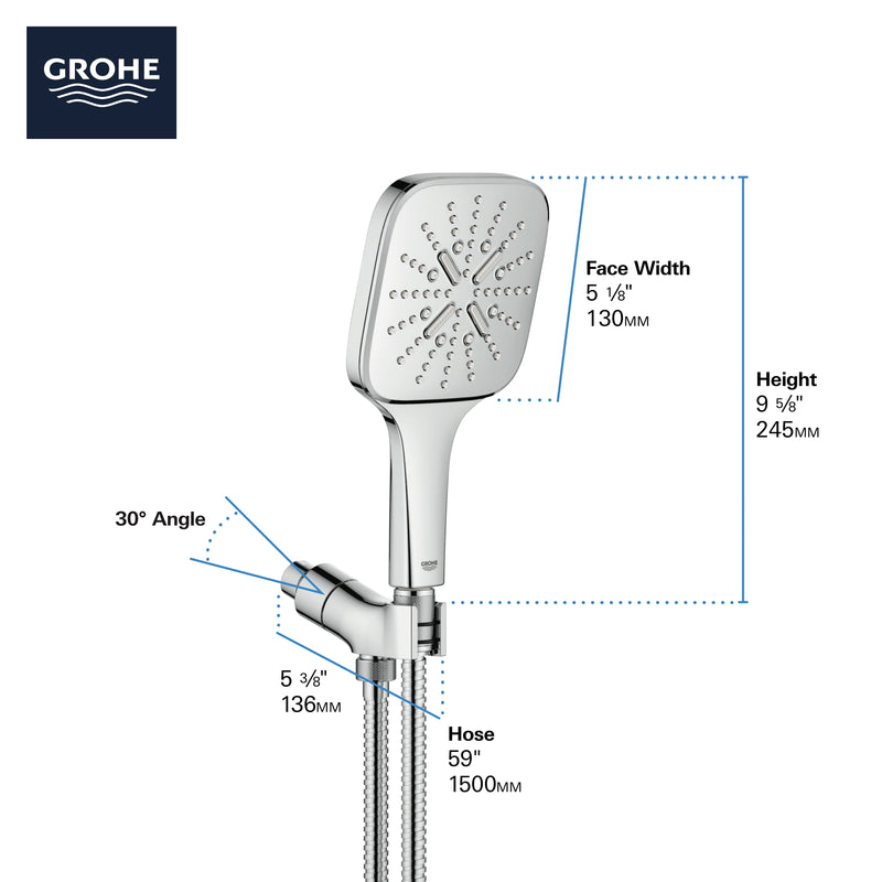 Grohe 26605000 RAINSHOWER SMARTACTIVE HANDSHOWER SQUARE GROHE CHROME