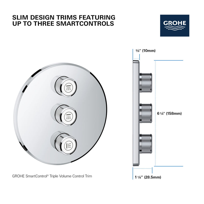 Grohe 29122000 GRT SMARTCONTROL CONC.VALVE TRIM RD 3SC GROHE CHROME