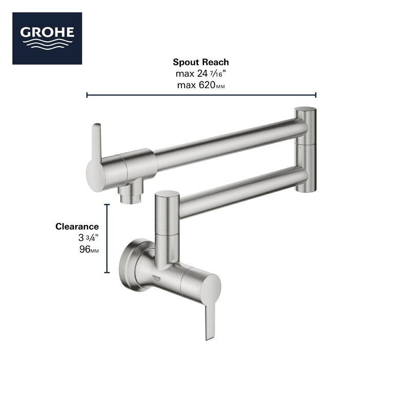 Grohe 31075dc2 GROHE ZEDRA 2-HANDLE WALL MOUNT POT FILL GROHE SUPERSTEEL