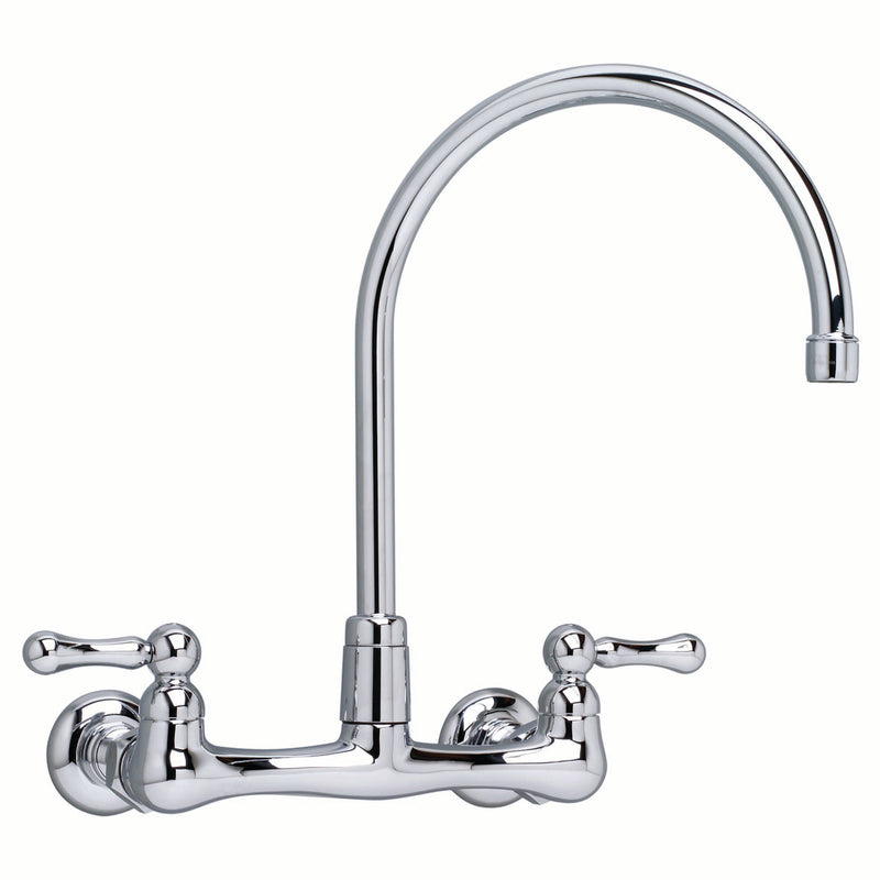 Heritage® Wall Mount Faucet With Gooseneck Spout and Lever Handles