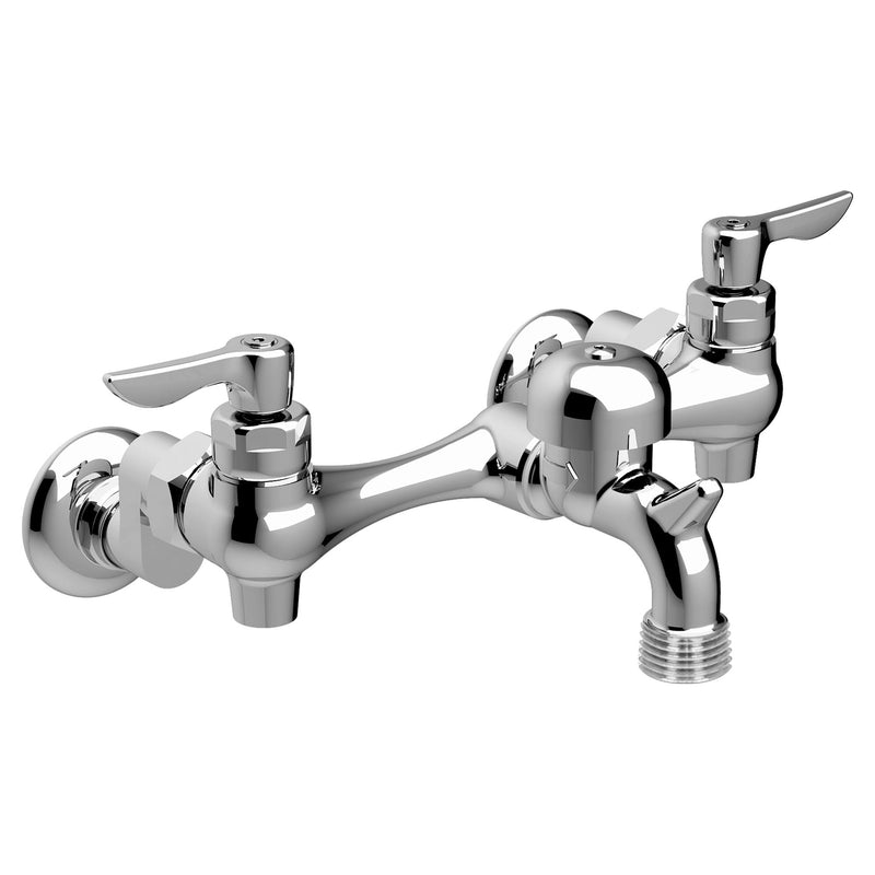 Wall-Mount Service Sink Faucet With 3-Inch Vacuum Breaker Spout and Offset Shanks