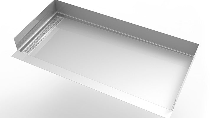 30inx 60in Stainless Steel Shower Base with Slotted Pattern Linear Drain