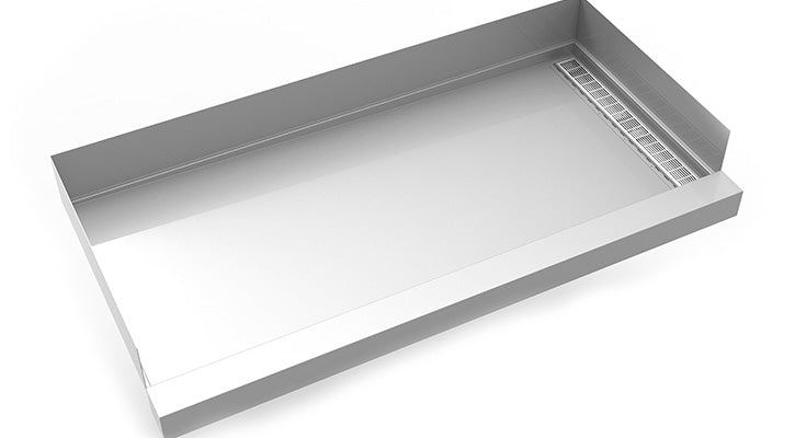 30inx 60in Stainless Steel Shower Base with Slotted Pattern Linear Drain