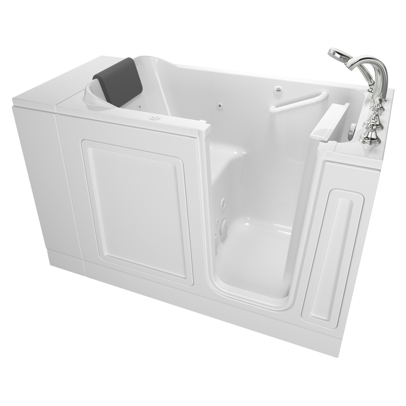 Acrylic Luxury Series 28 x 48-Inch Walk-in Tub With Whirlpool System - Right-Hand Drain With Faucet