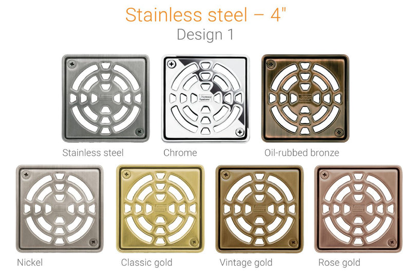 SCHLUTER KERDI-DRAIN GRATE KIT 4" ANODIZED ALUMINUM DESIGN 2 SQUARE
