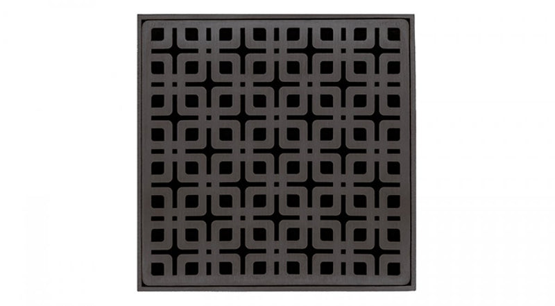 Infinity Drain 4in x 4in KD 4 Complete Kit with Link Pattern Decorative Plate, 2in Outlet