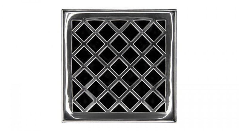 4in x 4in Strainer with Criss-Cross Pattern Decorative Plate and 2in Throat